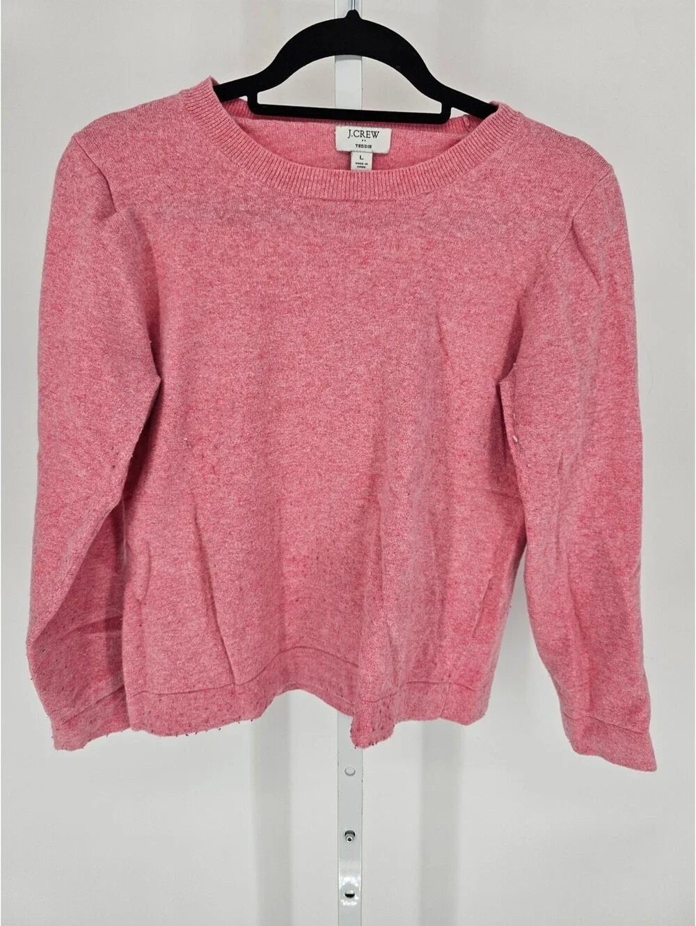 J Crew Womens Sz L Cotton Wool Blend Crew Neck Sweater Pink 